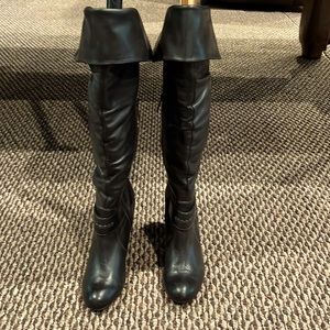 Blondo Canada High heel Black soft Leather Boot with winter traction.